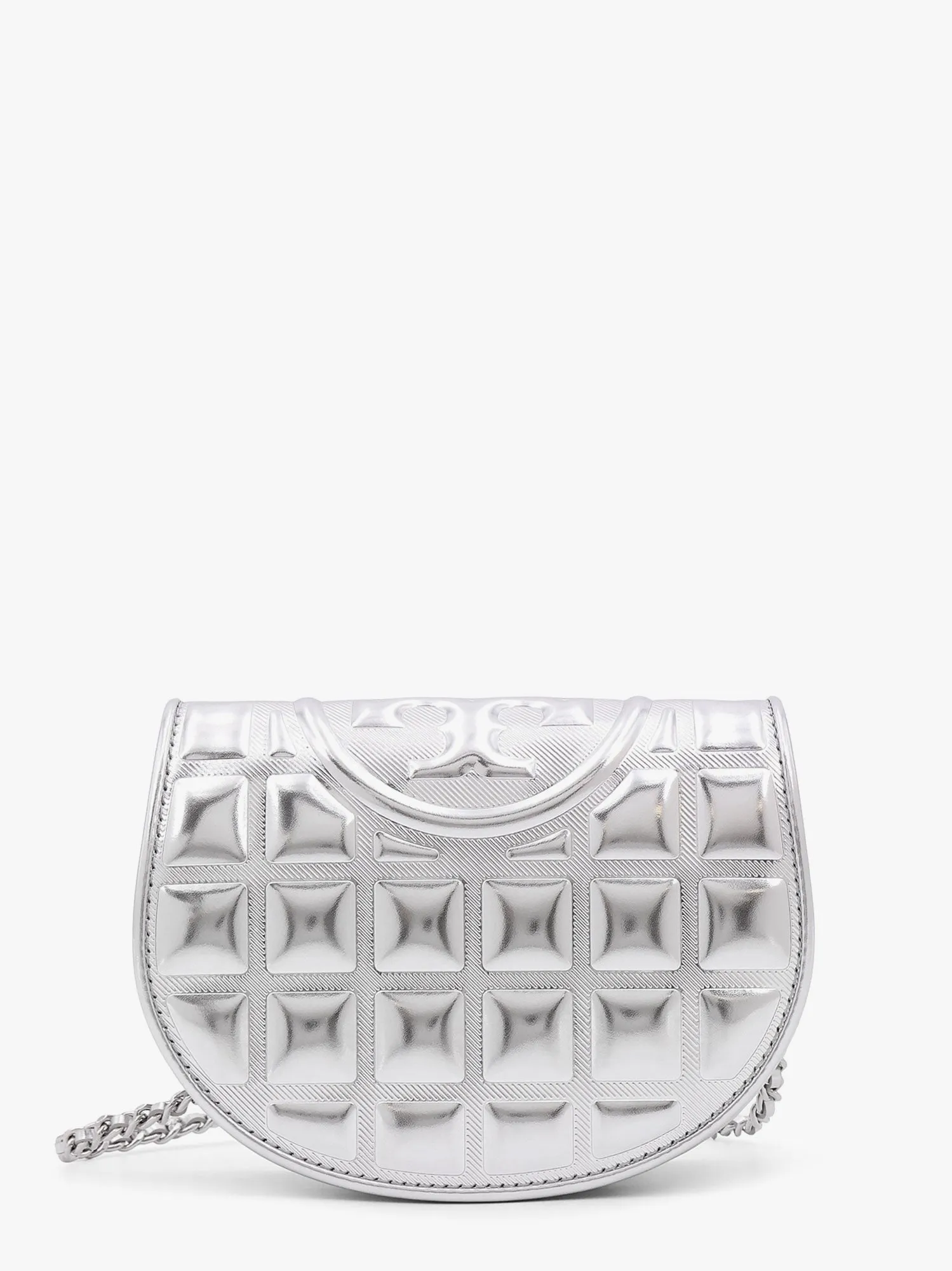 Tory Burch Fleming Metallized Matelassé Leather Shoulder Bag With Chain Shoulder Strap
