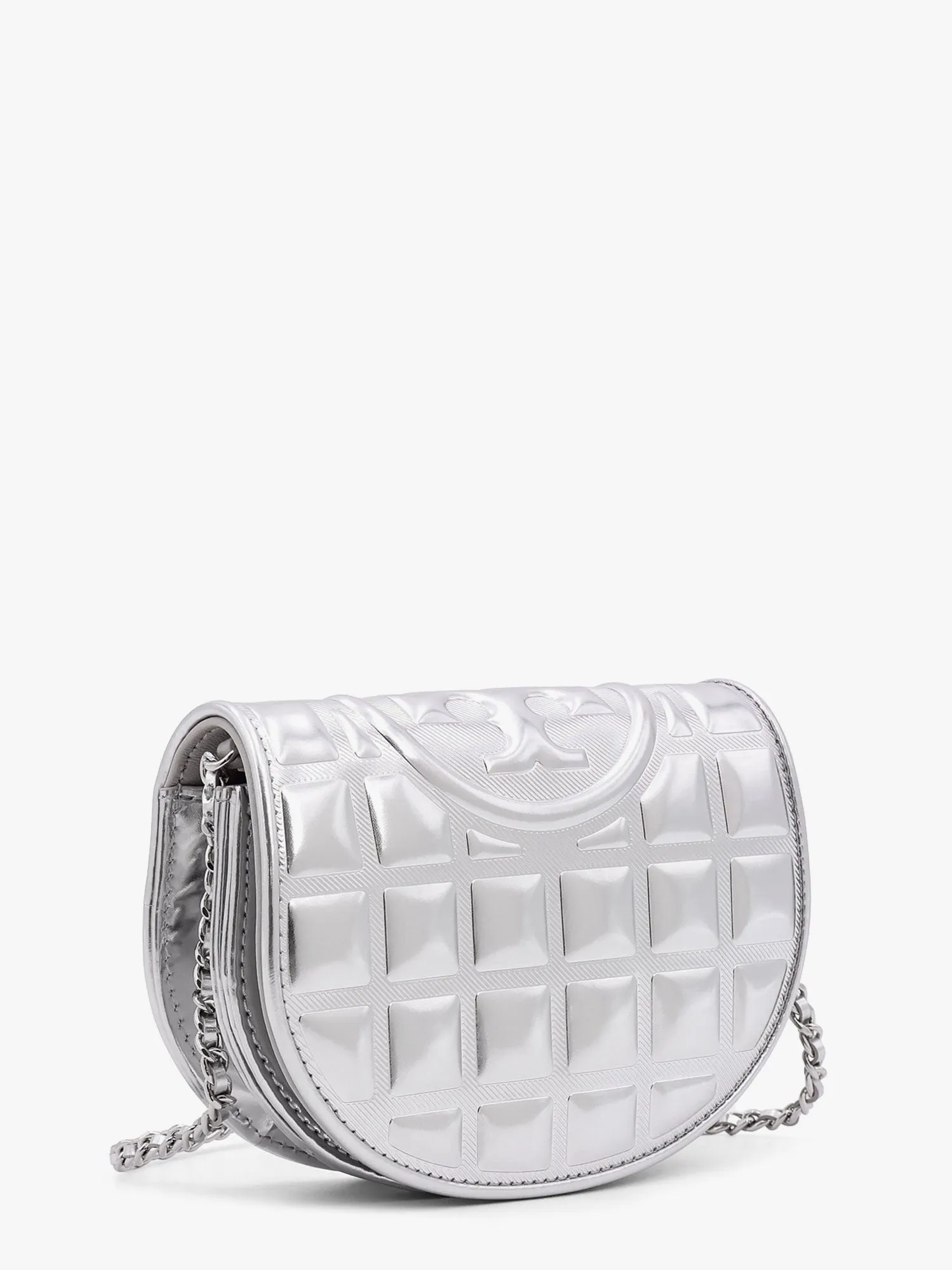 Tory Burch Fleming Metallized Matelassé Leather Shoulder Bag With Chain Shoulder Strap