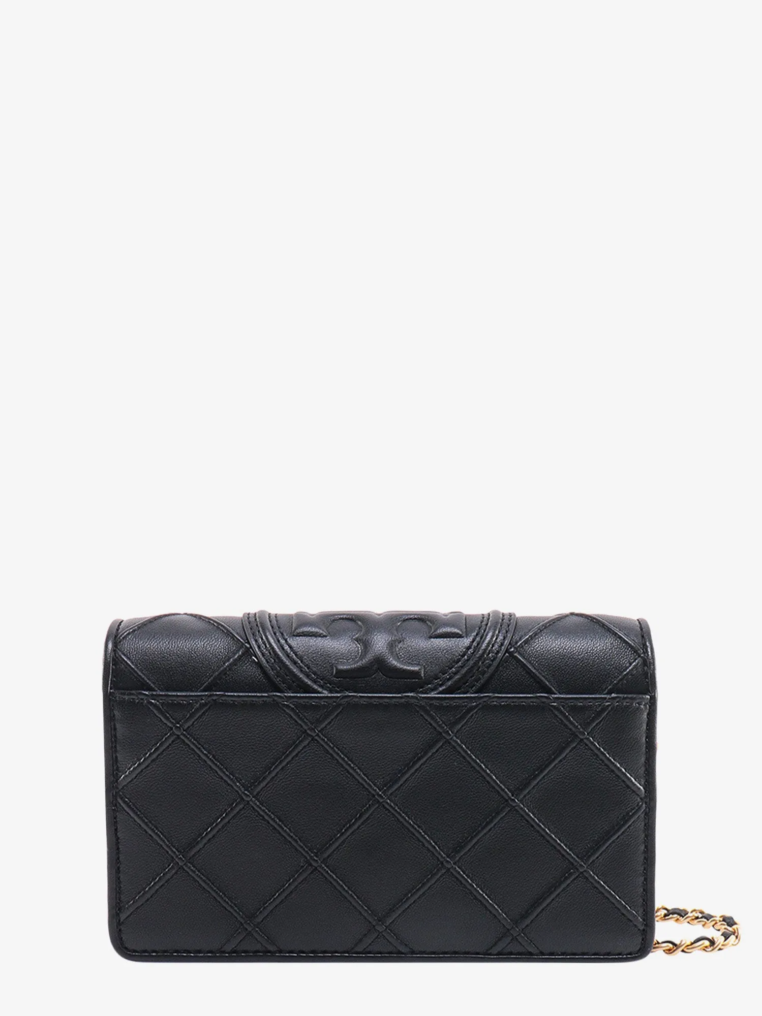 Tory Burch Stitched Leather Shoulder Bag With Embossed Logo