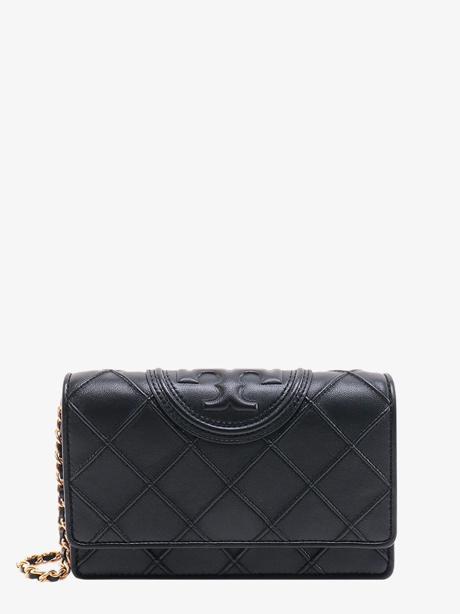 Tory Burch Stitched Leather Shoulder Bag With Embossed Logo