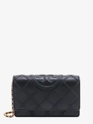 Tory Burch Stitched Leather Shoulder Bag With Embossed Logo