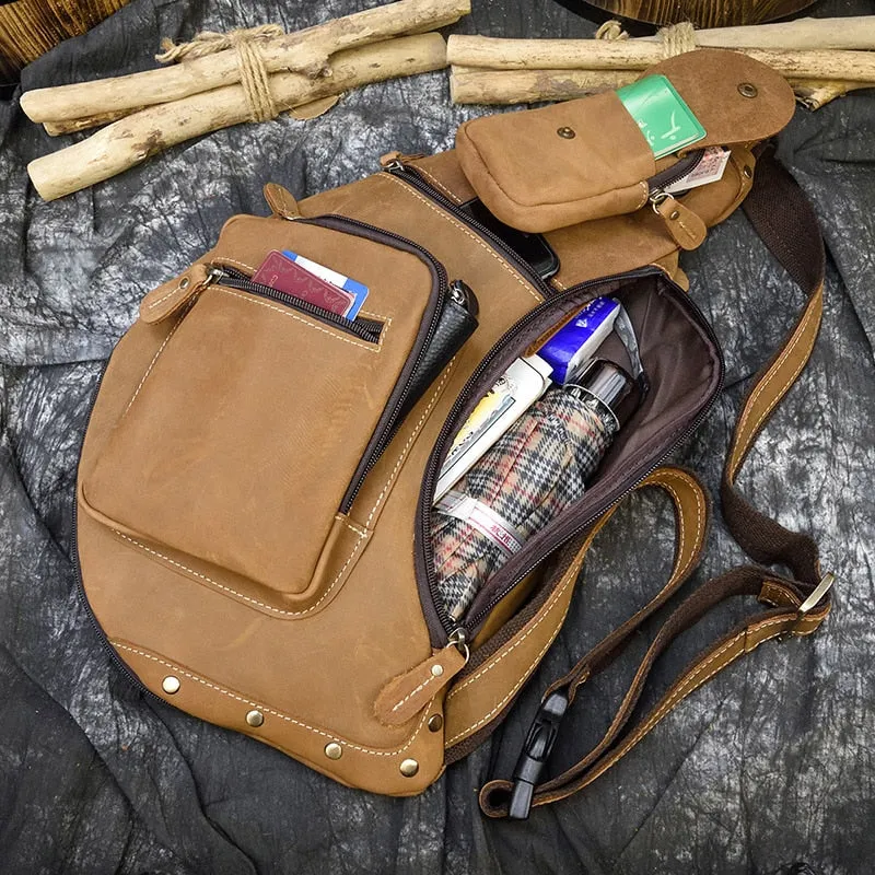 Trailblazer Leather Single Strap Pack Crossbody Bag Sling Bag - Brown
