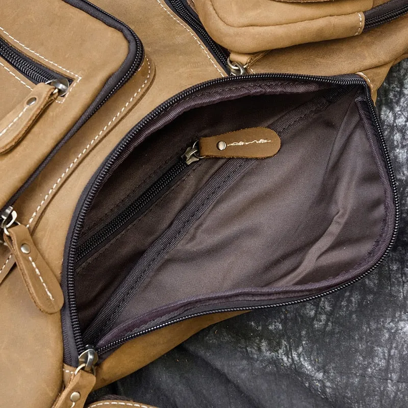 Trailblazer Leather Single Strap Pack Crossbody Bag Sling Bag - Brown