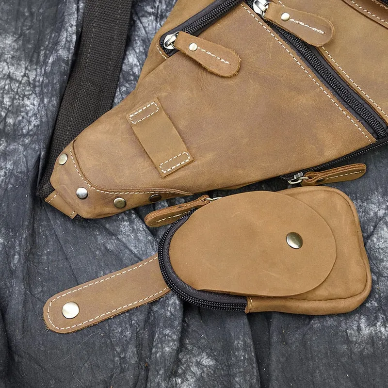 Trailblazer Leather Single Strap Pack Crossbody Bag Sling Bag - Brown