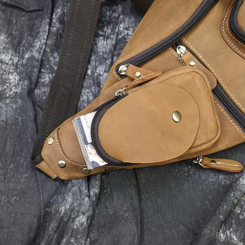 Trailblazer Leather Single Strap Pack Crossbody Bag Sling Bag - Brown
