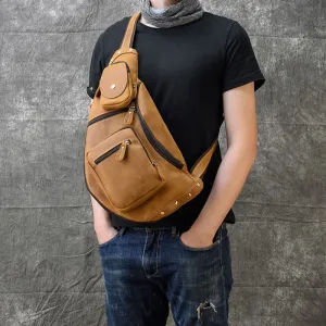 Trailblazer Leather Single Strap Pack Crossbody Bag Sling Bag - Brown