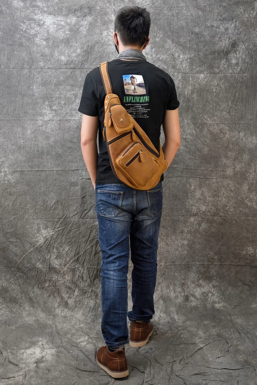 Trailblazer Leather Single Strap Pack Crossbody Bag Sling Bag - Brown