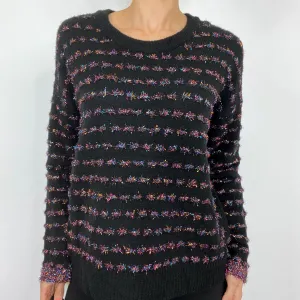 Tribekka 44 Black Rainbow Tinsel Pom Sweater