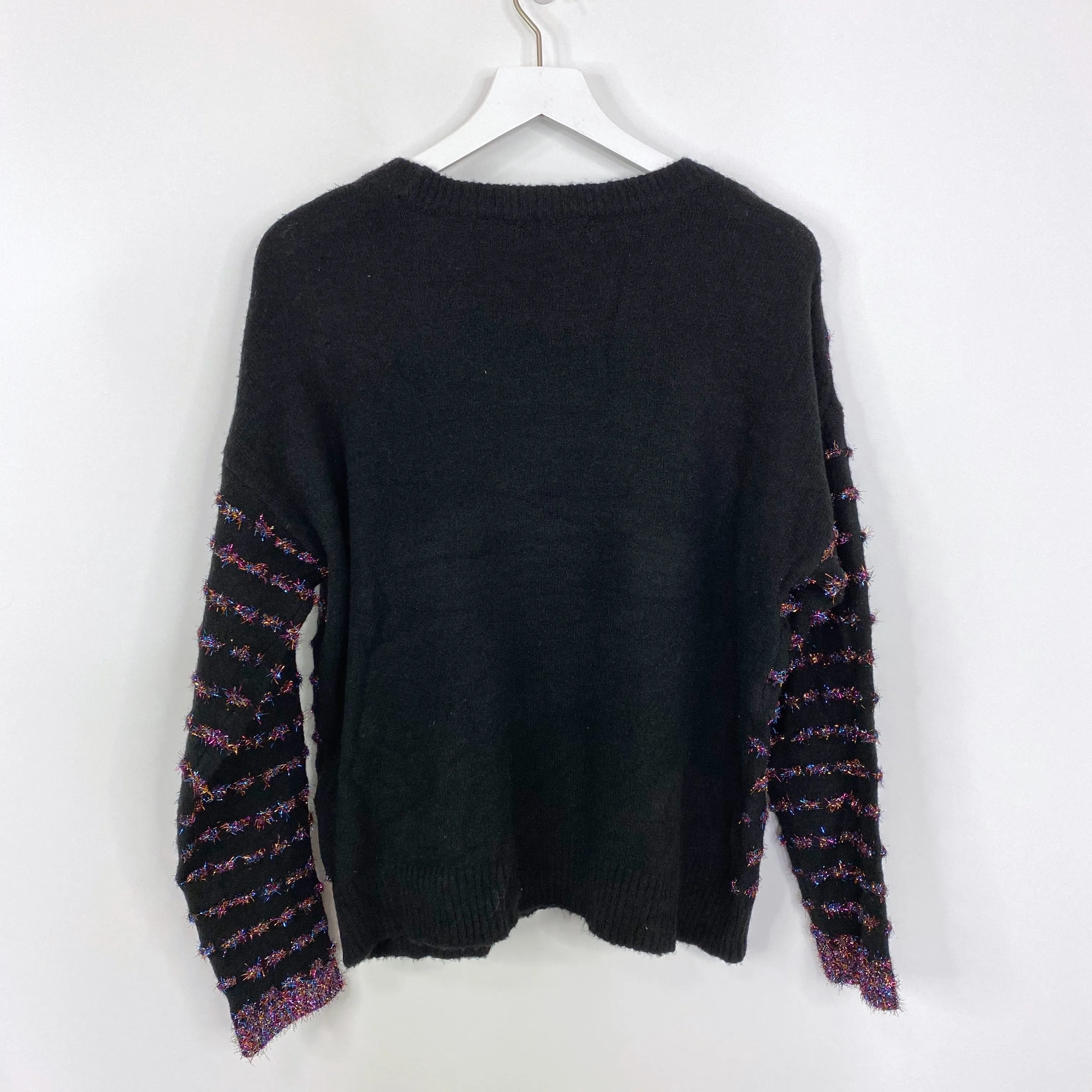 Tribekka 44 Black Rainbow Tinsel Pom Sweater
