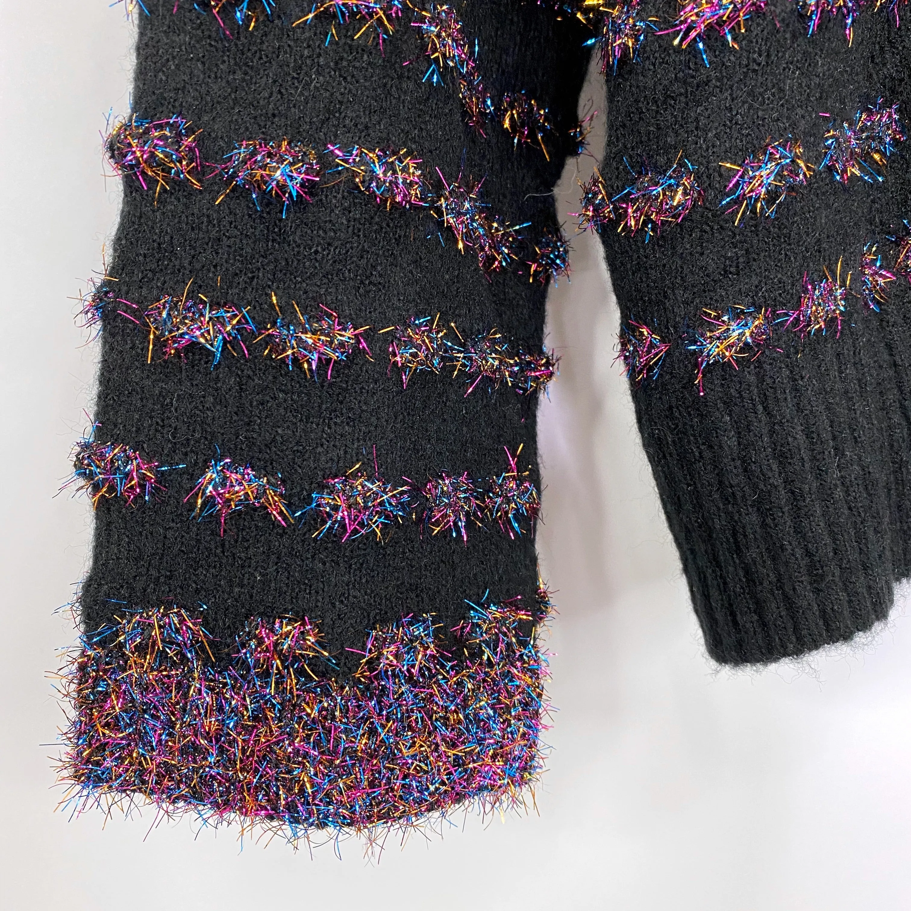 Tribekka 44 Black Rainbow Tinsel Pom Sweater