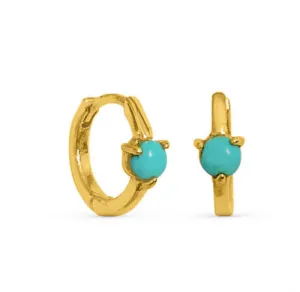 Turquoise Stone Huggies