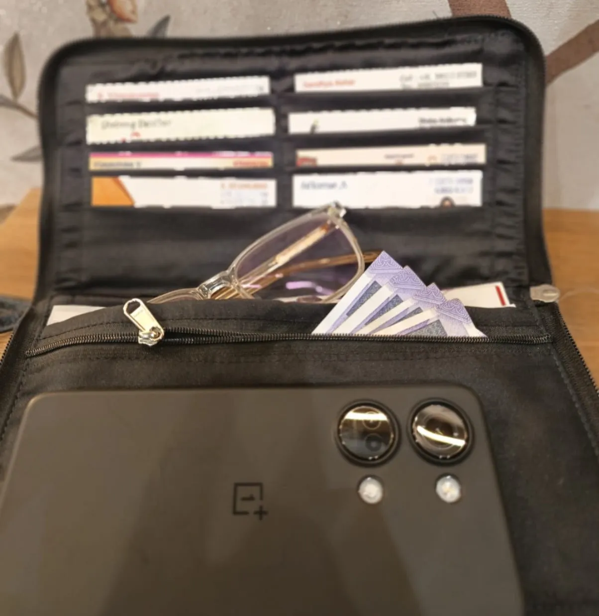 Utility Wallets Blue With Brown Triangle