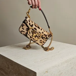 Valentino Garavani- Pony Hair Leopard V-logo Small Loco Shoulder Bag