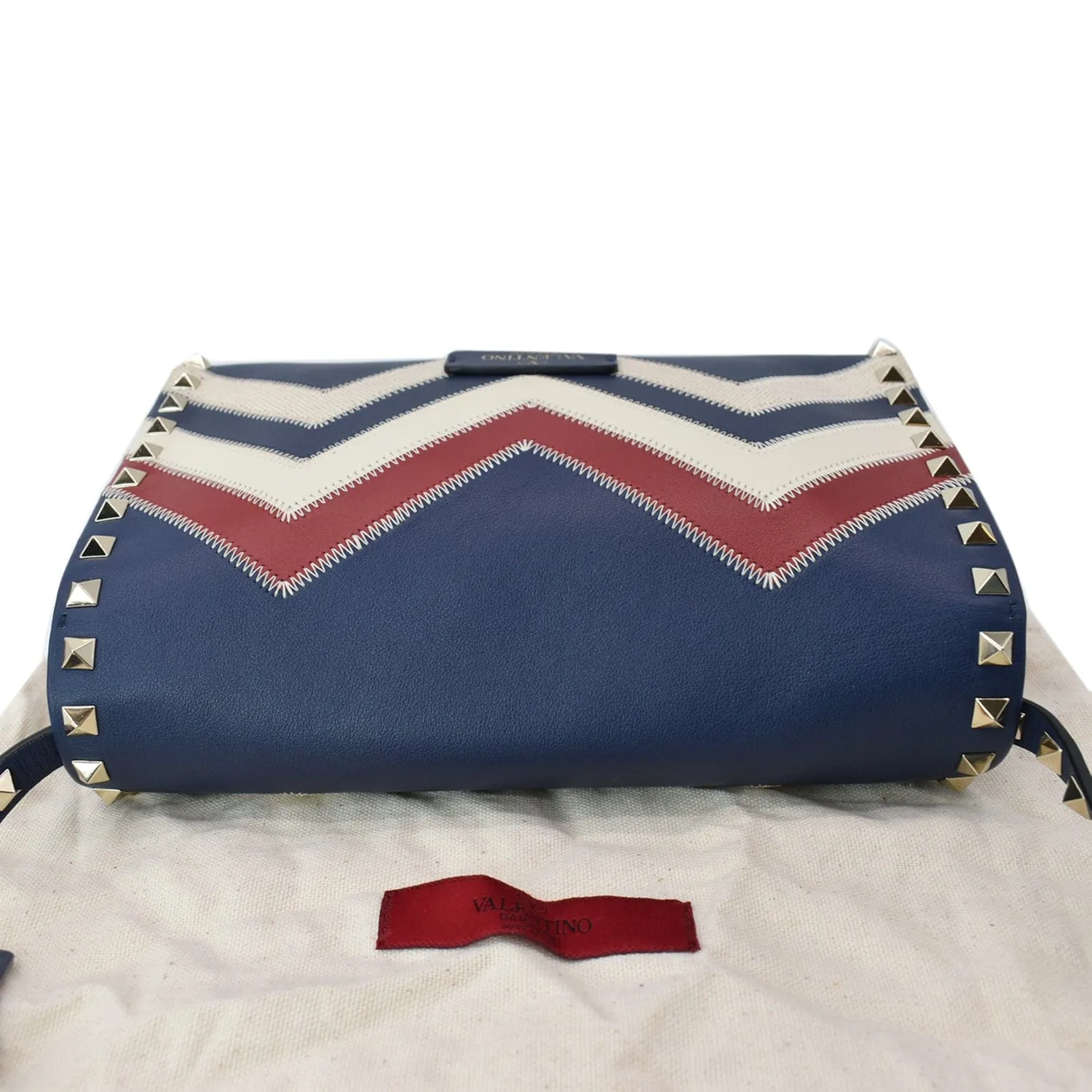 VALENTINO Garavani Rockstud Chevron Print Leather Crossbody Bag Multicolor