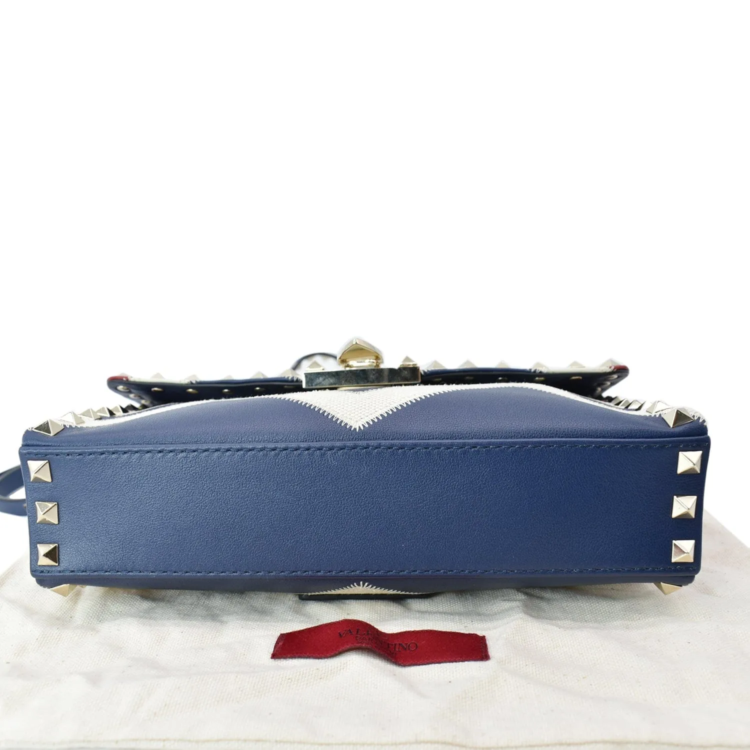 VALENTINO Garavani Rockstud Chevron Print Leather Crossbody Bag Multicolor