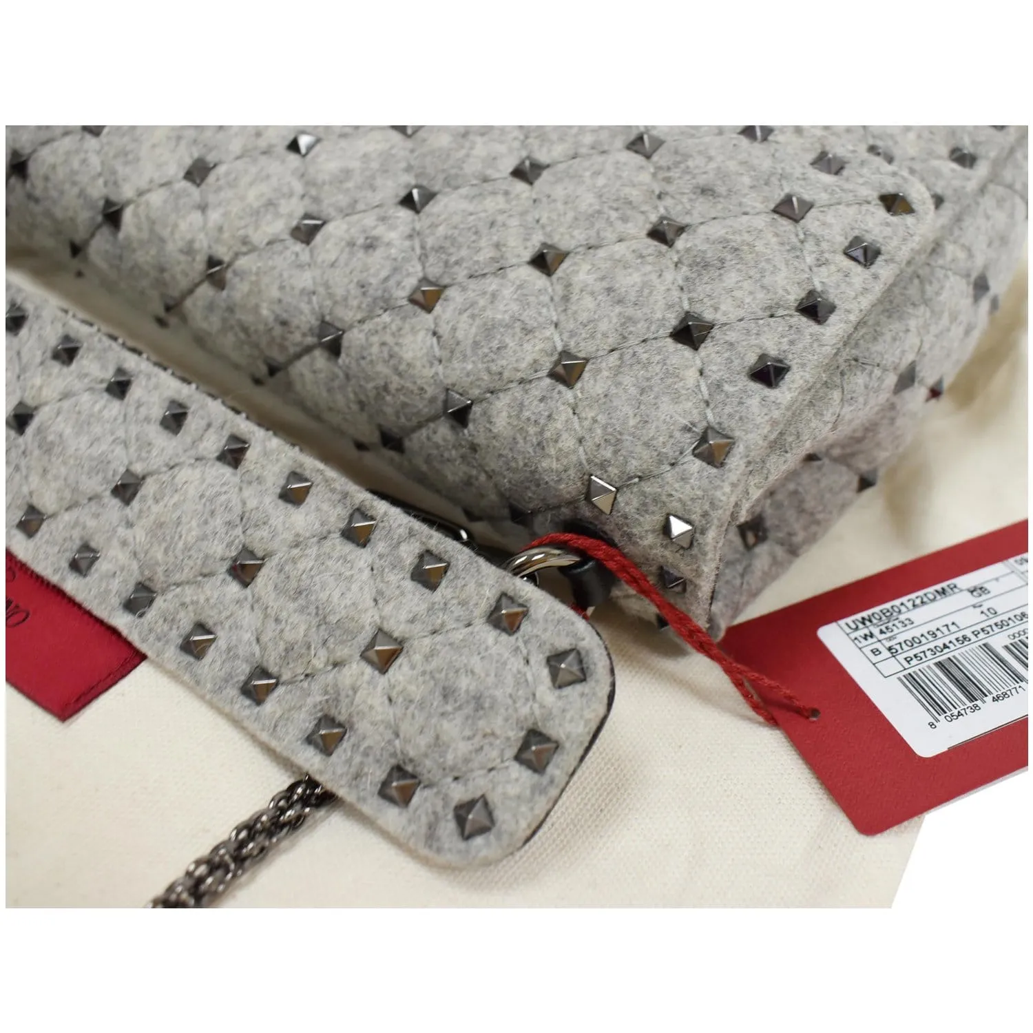 Valentino	Garavani Rockstud Spike Chain Canvas Crossbody Bag Grey