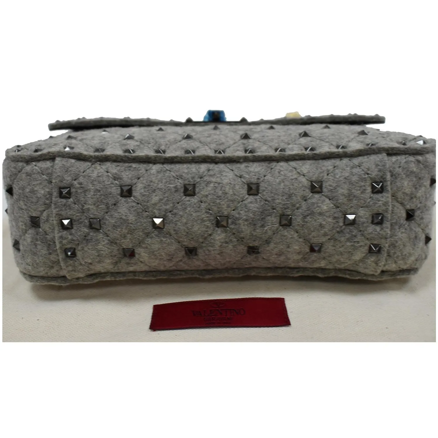 Valentino	Garavani Rockstud Spike Chain Canvas Crossbody Bag Grey