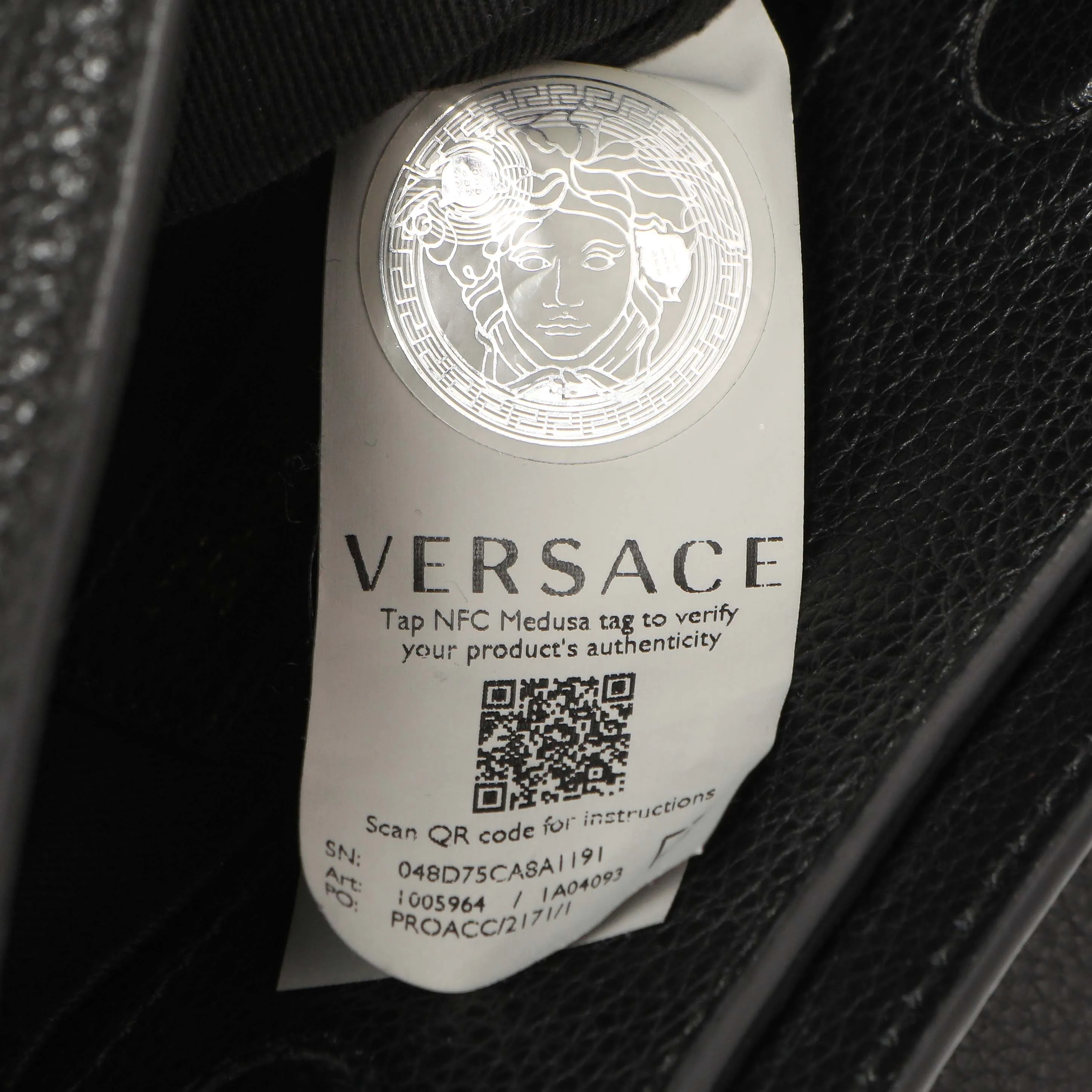 Versace Black Calfskin Virtus Hobo