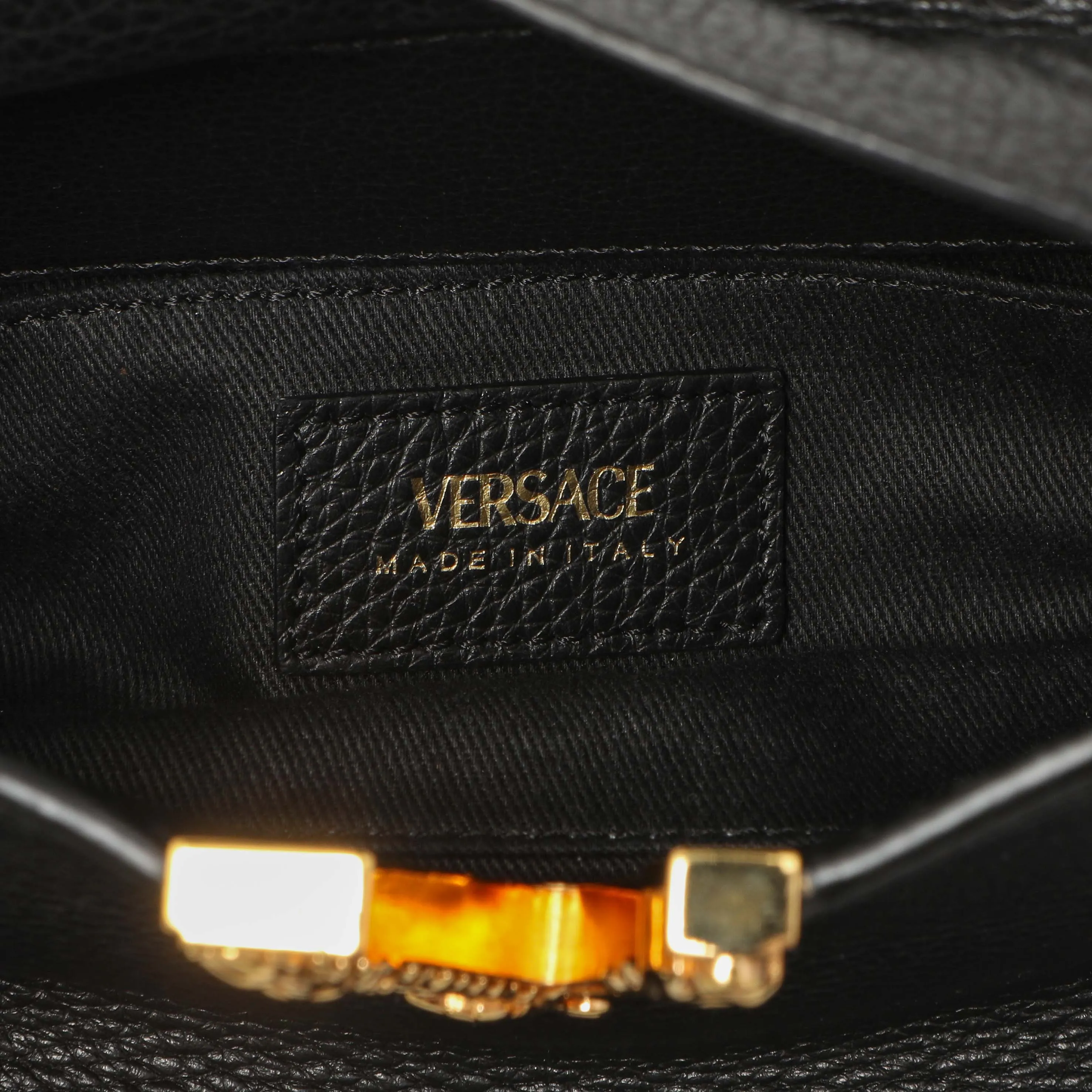 Versace Black Calfskin Virtus Hobo