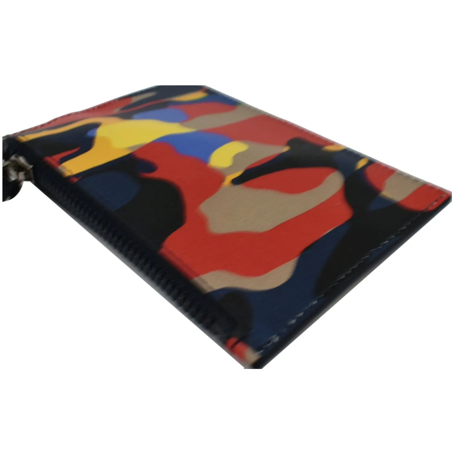VERSACE Camo Leather Zip Key Pouch Multicolor