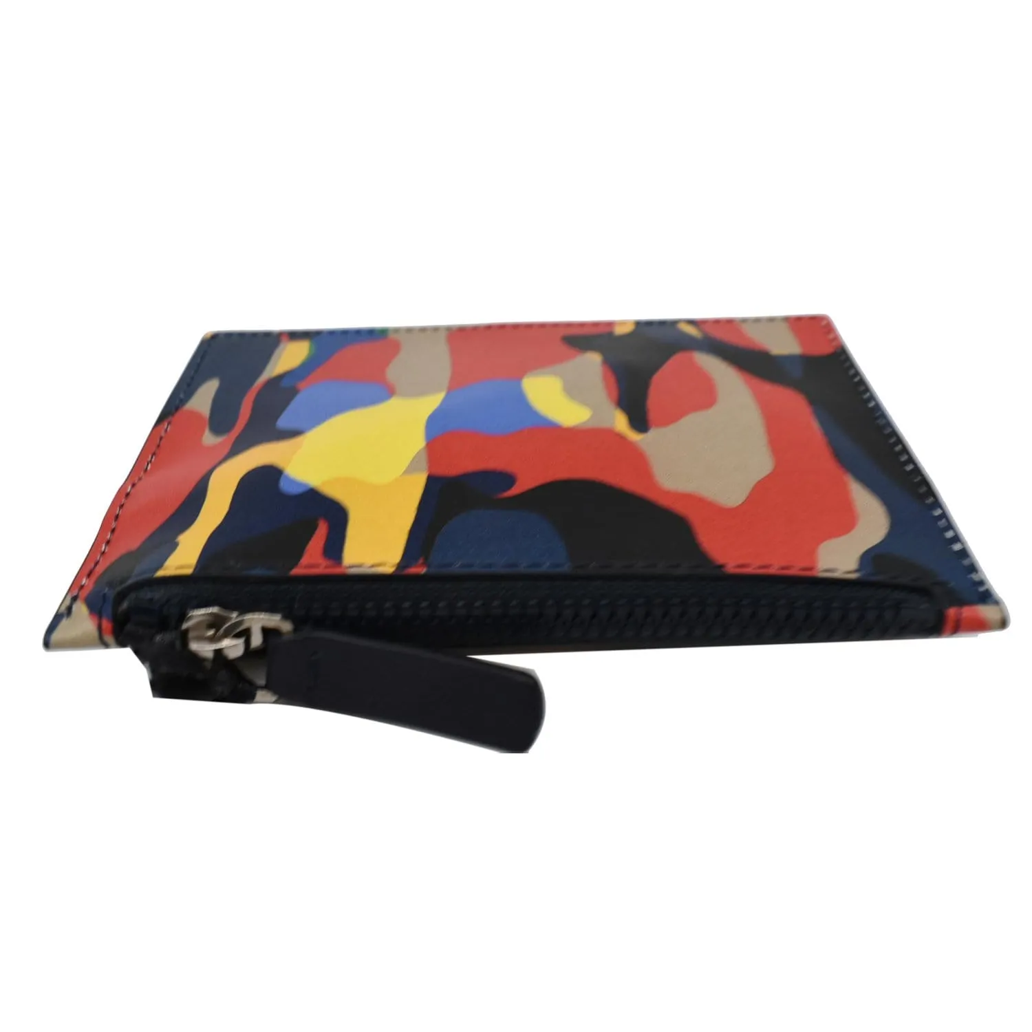 VERSACE Camo Leather Zip Key Pouch Multicolor