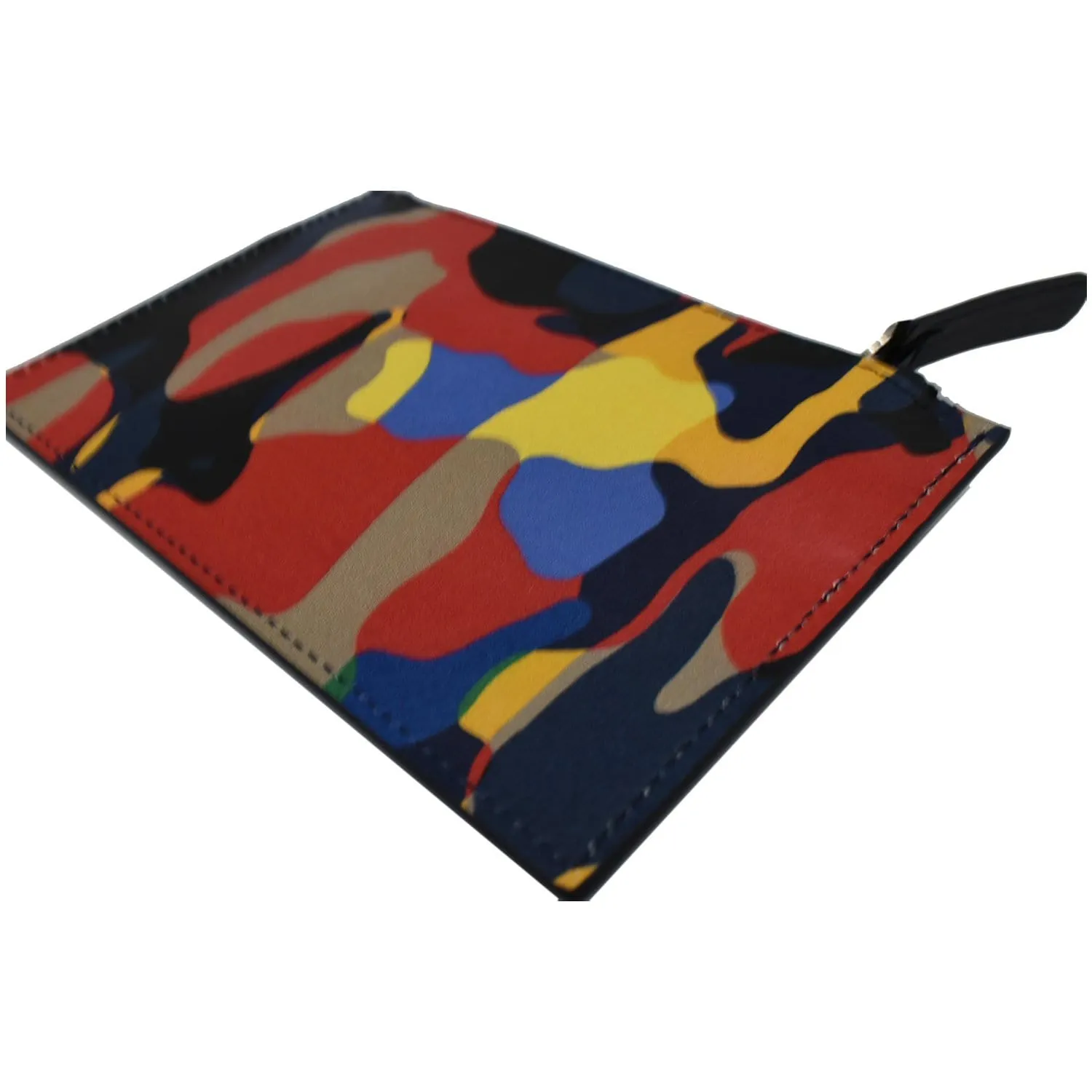 VERSACE Camo Leather Zip Key Pouch Multicolor