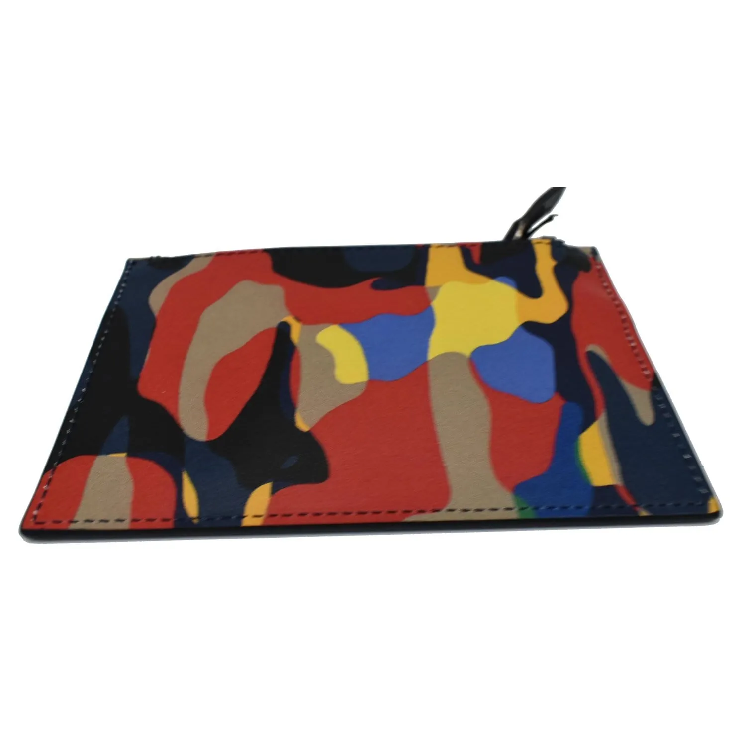VERSACE Camo Leather Zip Key Pouch Multicolor