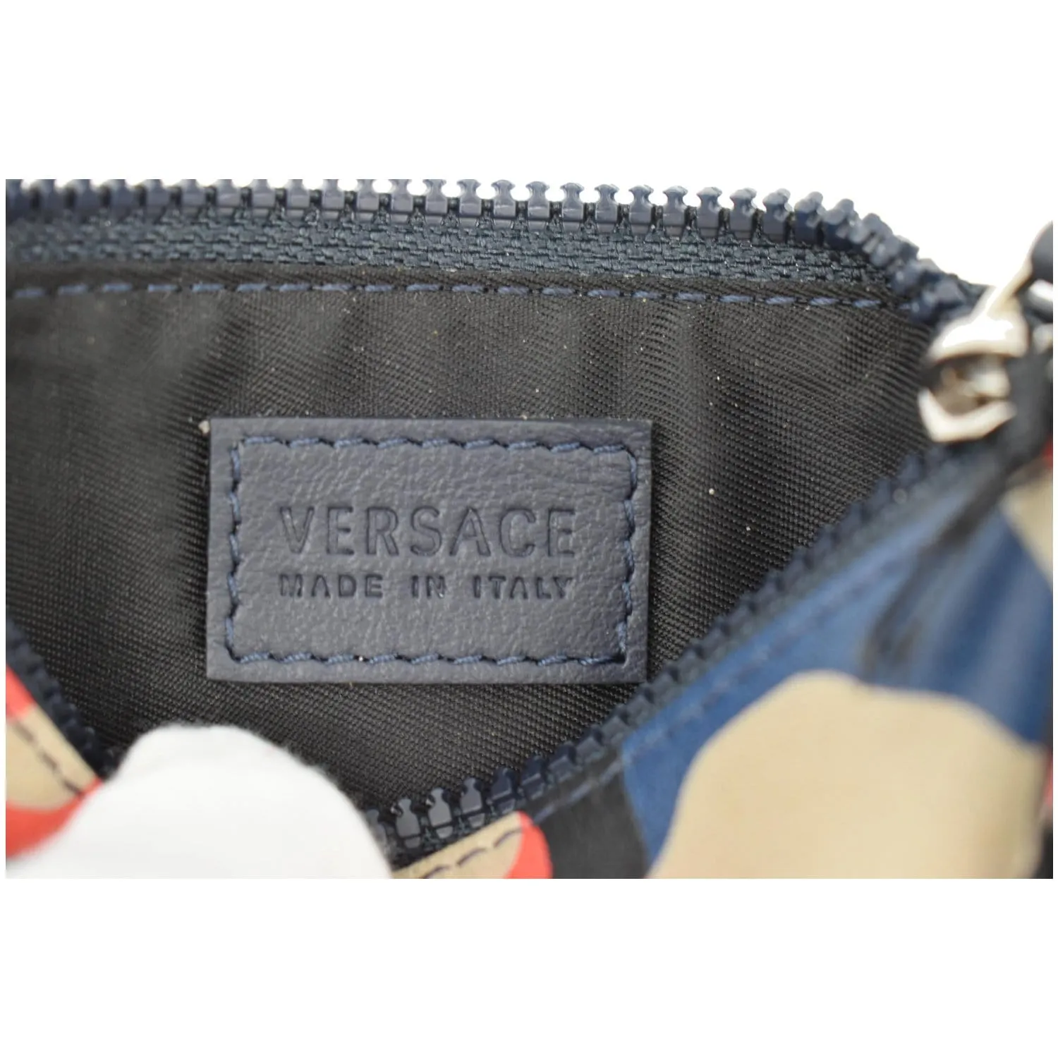 VERSACE Camo Leather Zip Key Pouch Multicolor