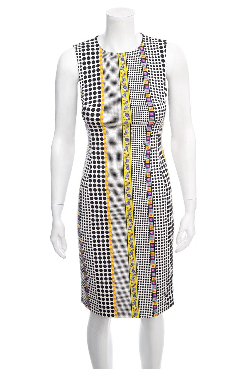 Versace Multicolor Sleeveless Floral & Polka Dot Printed Dress SZ 38 NWT