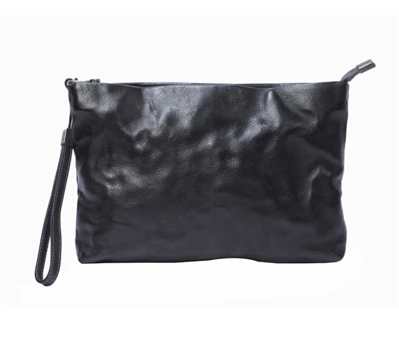 Vintage Distressed Leather Wristlet Crossbody Bag Clutch Bag - One Size