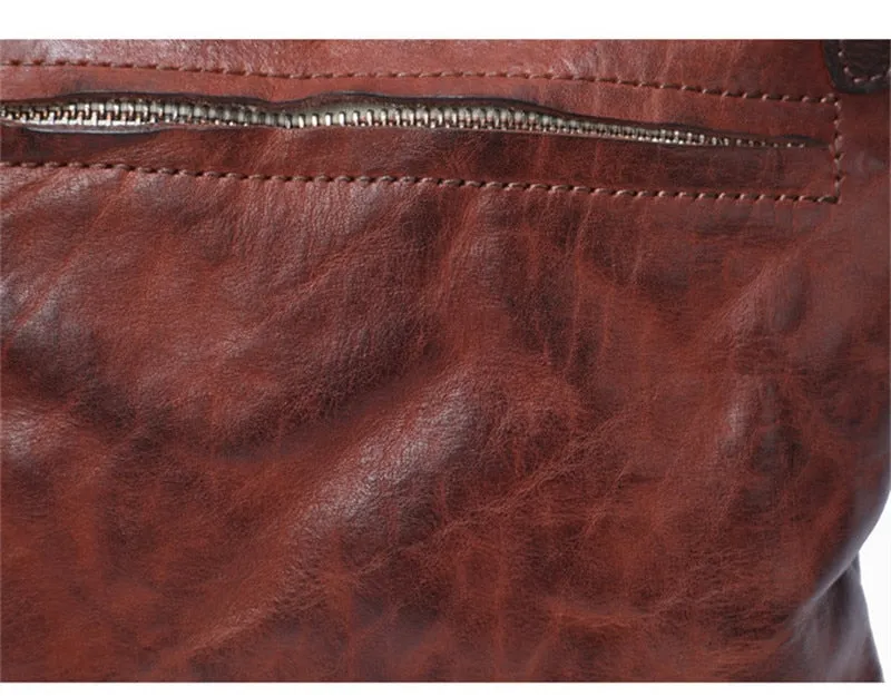 Vintage Distressed Leather Wristlet Crossbody Bag Clutch Bag - One Size