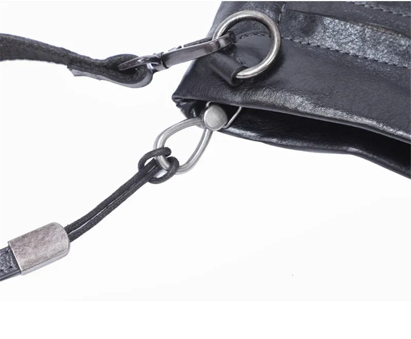 Vintage Distressed Leather Wristlet Crossbody Bag Clutch Bag - One Size