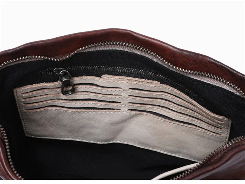 Vintage Distressed Leather Wristlet Crossbody Bag Clutch Bag - One Size