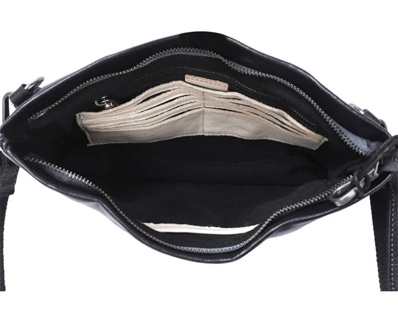 Vintage Distressed Leather Wristlet Crossbody Bag Clutch Bag - One Size