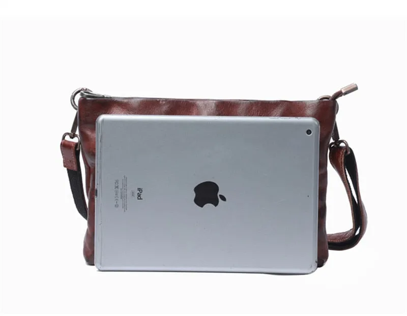 Vintage Distressed Leather Wristlet Crossbody Bag Clutch Bag - One Size