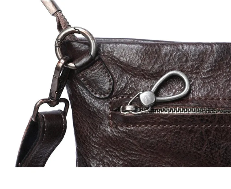 Vintage Distressed Leather Wristlet Crossbody Bag Clutch Bag - One Size