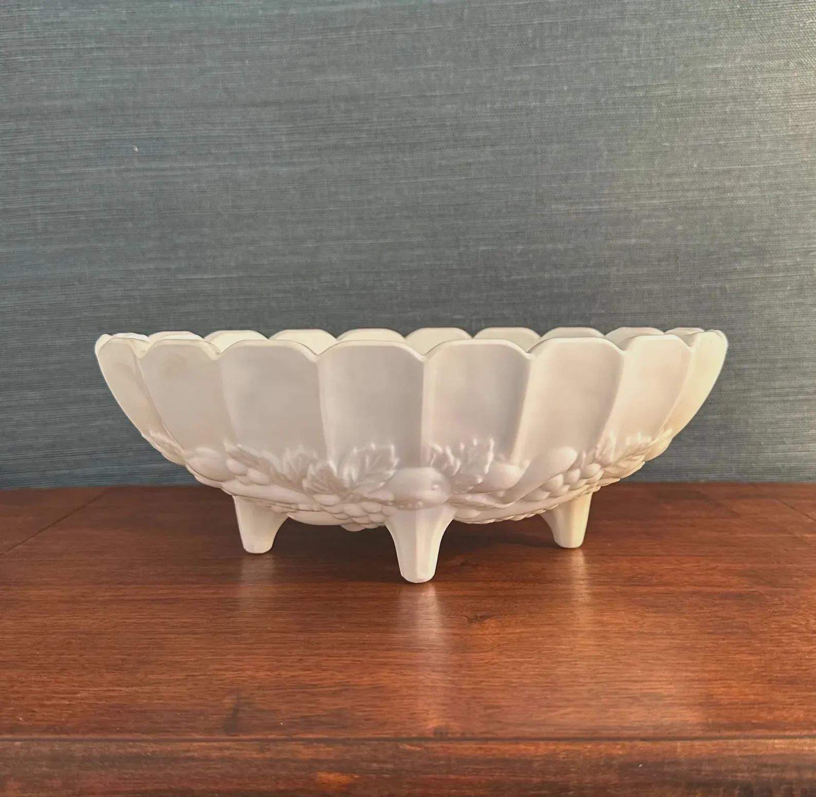 Vintage  Pedestal Milk Glass Bowl