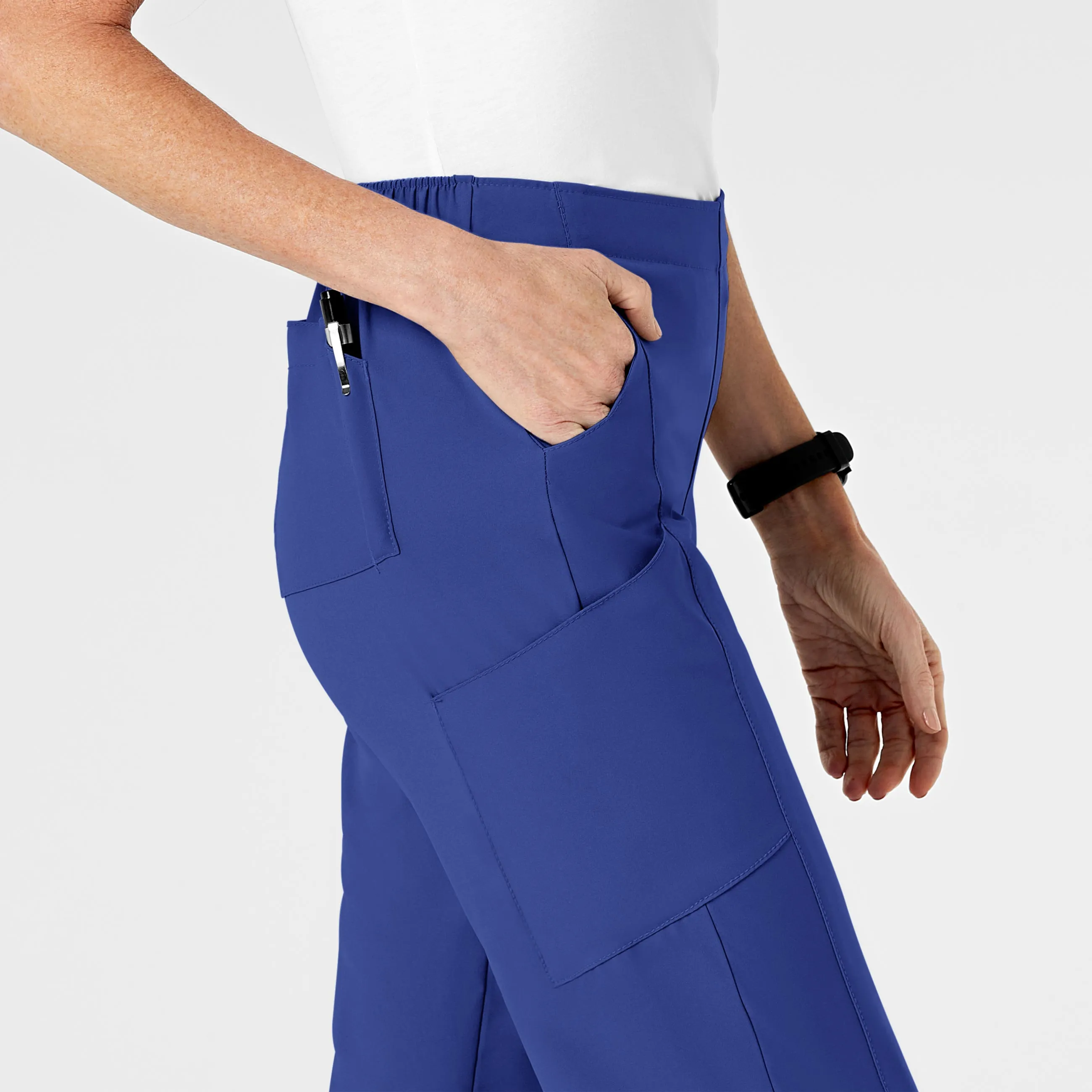 W123 5155 Flat Front Cargo Scrub Pants Galaxy Blue