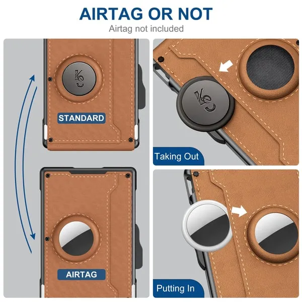 🔥Wallet for Men - with Pop Up Aluminum Case Money Clip Slim Leather Slots Credit Card Holder RFID Blocking Bifold Minimalist Wallet