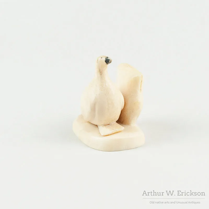 Walrus Ivory Carved Goose Card Holder