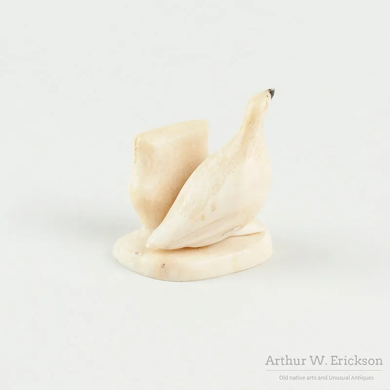 Walrus Ivory Carved Goose Card Holder