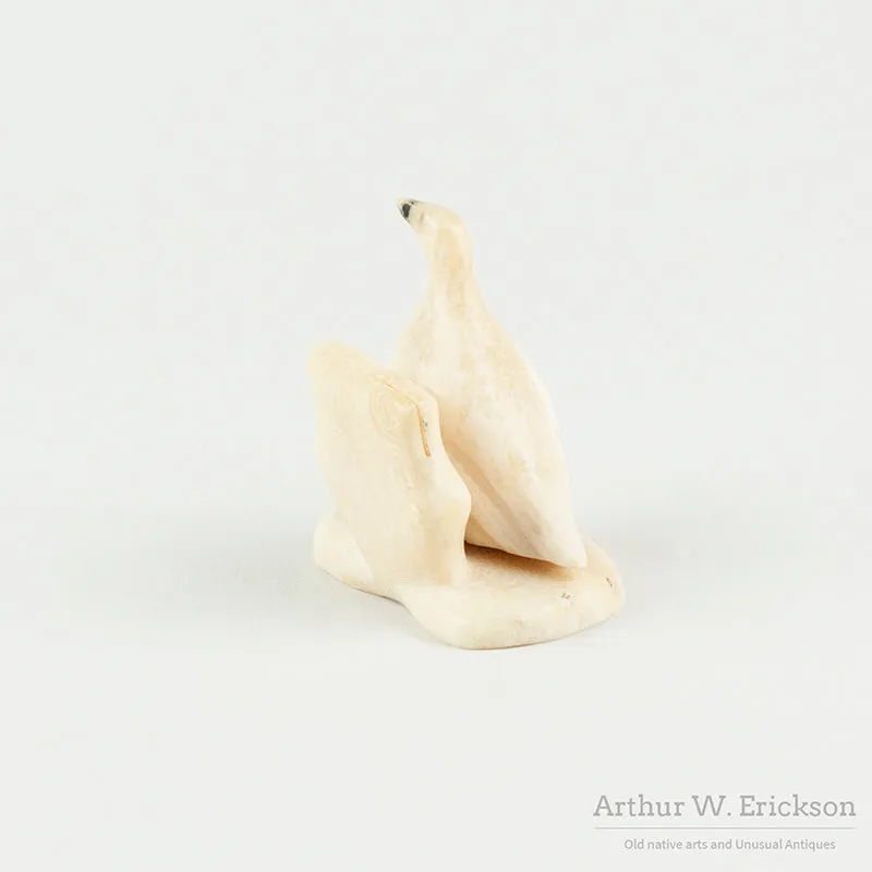 Walrus Ivory Carved Goose Card Holder