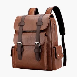 Water-Resistant PU Leather Backpack for Men
