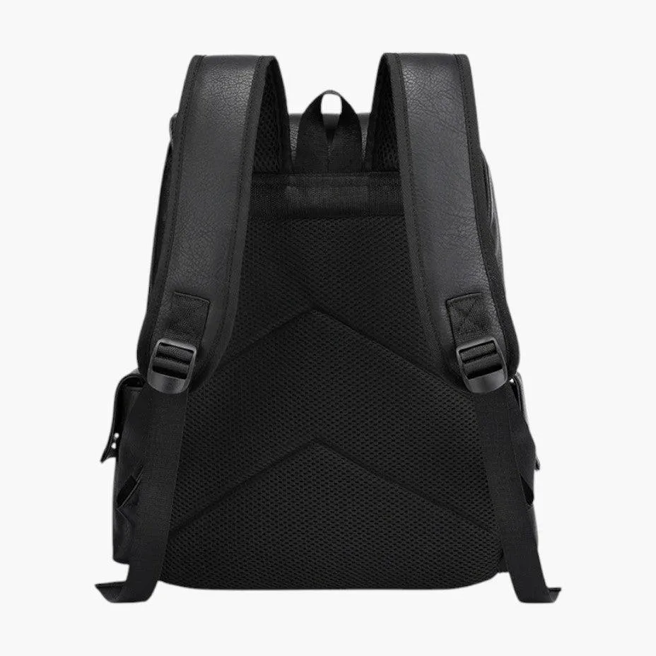 Water-Resistant PU Leather Backpack for Men