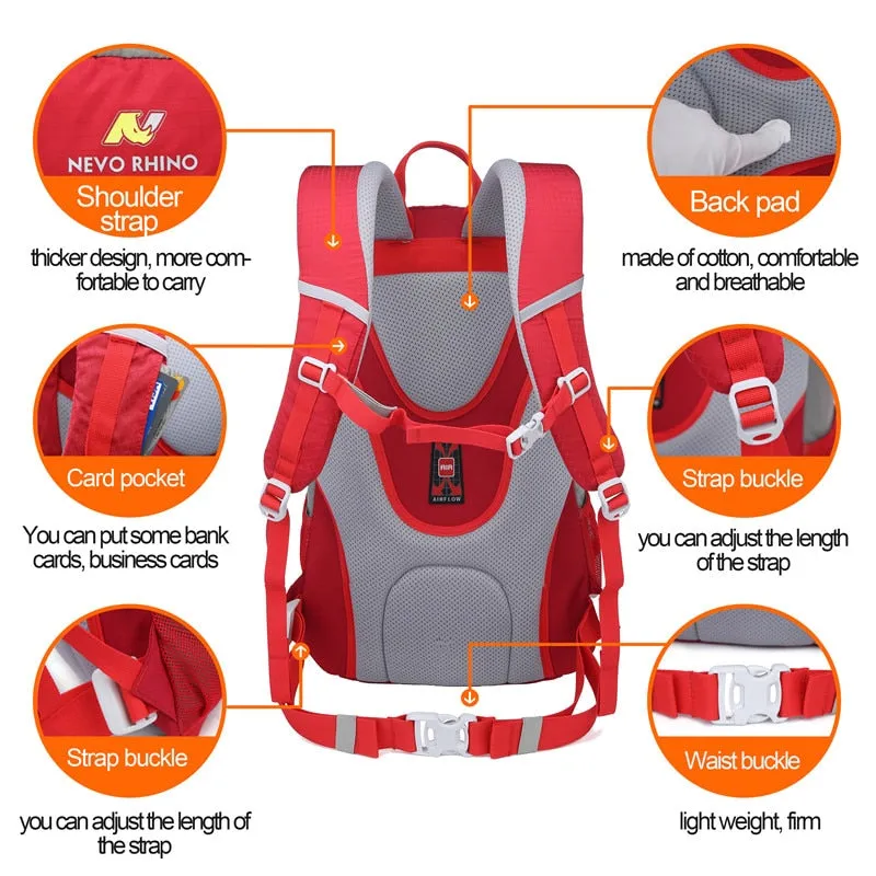 Waterproof Multipocketed Backpack for Hiking/School/Travel, Red, 30L