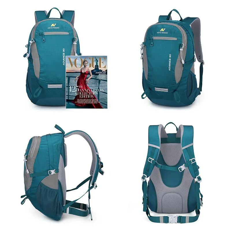 Waterproof Multipocketed Backpack for Hiking/School/Travel, Teal, 30L
