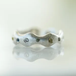 Wave Silver satin ring in silver lg
