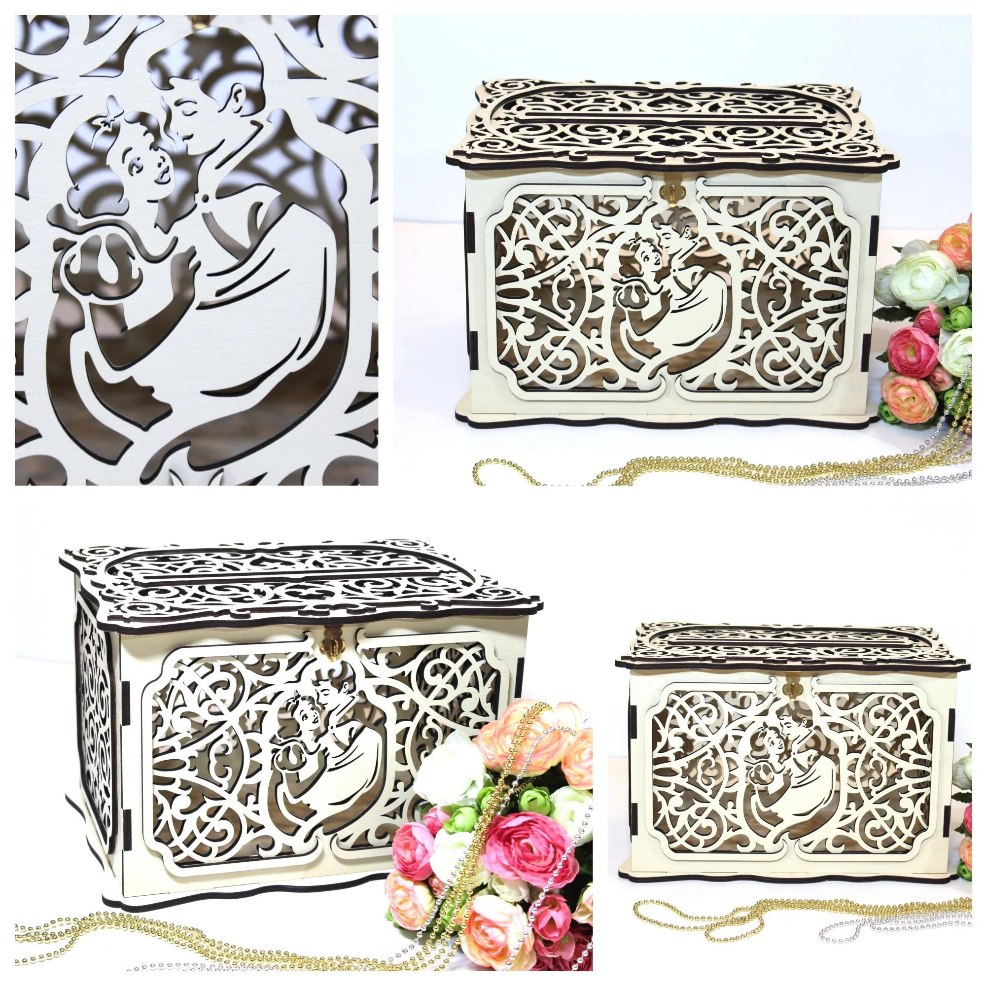 Wedding Card Box, Snow White and Prince Charming Card Holder Handmade