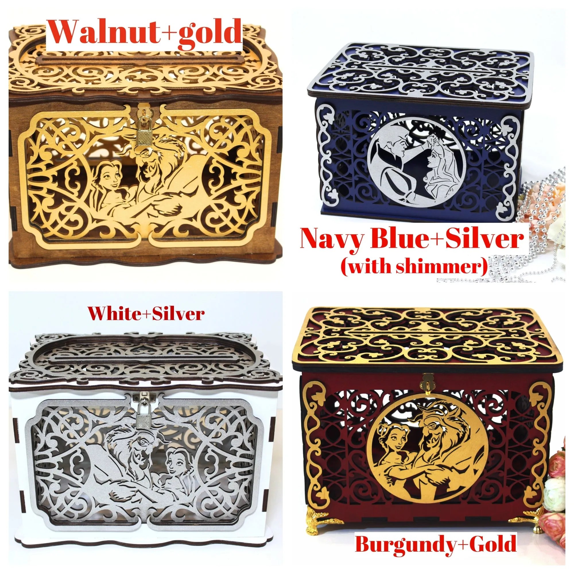 Wedding Card Box, Snow White and Prince Charming Card Holder Handmade