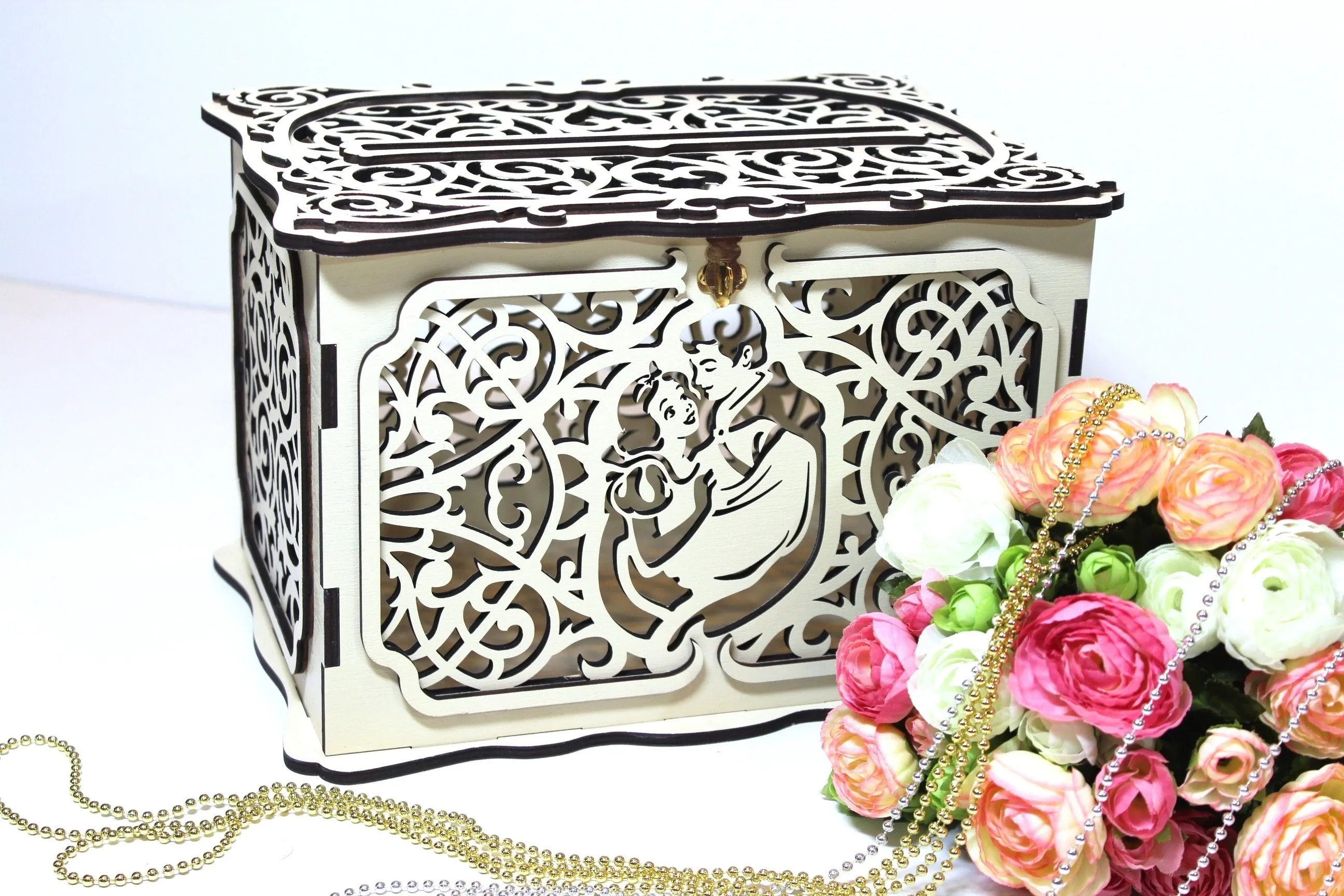 Wedding Card Box, Snow White and Prince Charming Card Holder Handmade